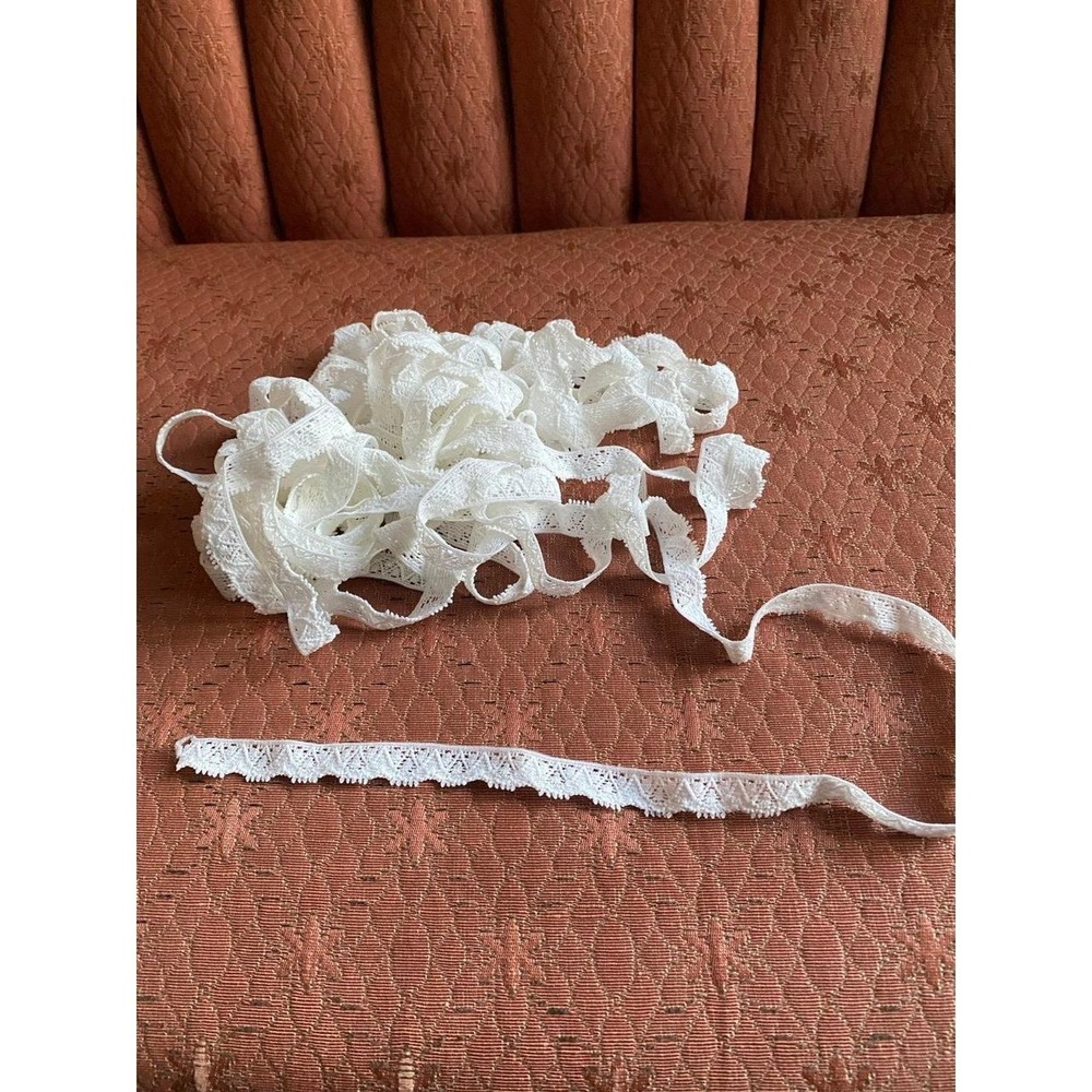 Stretchy Vintage Lace 8 Yards x 1/4" DIY White Sewing Junk Journal Crafts